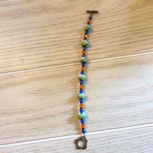 Blue and mint green - beaded bracelet this is not stretchy